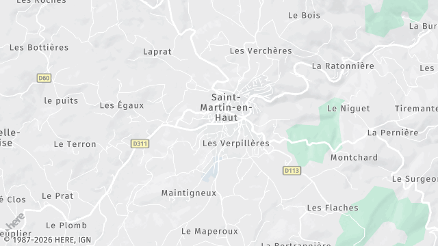 Carte de la zone d'intervention à Saint-Martin-en-Haut