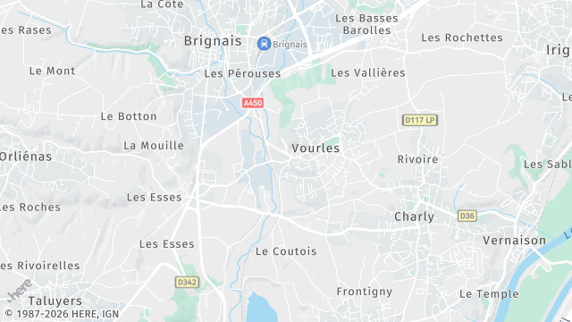 Carte de la zone d'intervention à Vourles