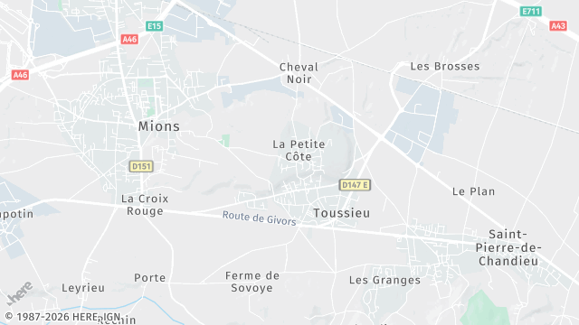 Carte de la zone d'intervention à Toussieu