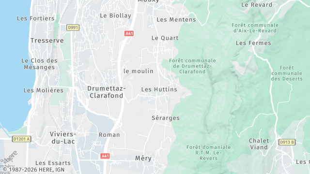 Carte de la zone d'intervention à Drumettaz-Clarafond