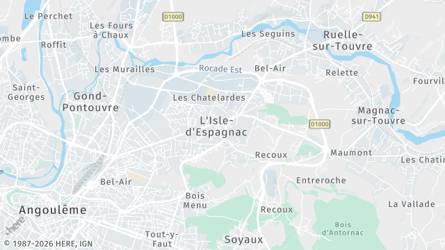 Carte de la zone d'intervention à L'Isle-d'Espagnac