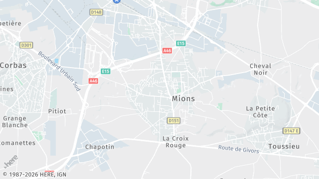 Carte de la zone d'intervention à Mions