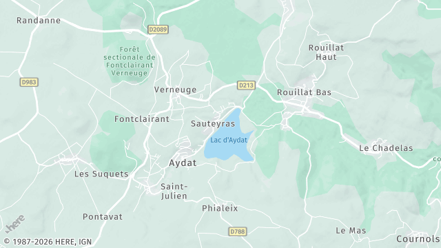 Carte de la zone d'intervention à Aydat