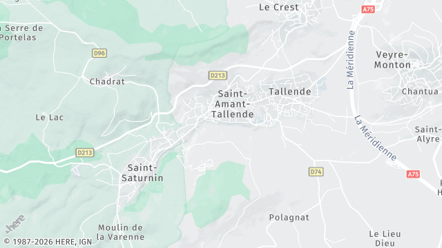 Carte de la zone d'intervention à Saint-Amant-Tallende