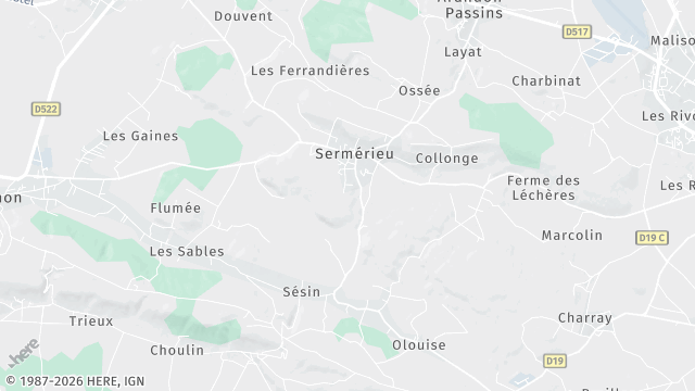Carte de la zone d'intervention à Sermérieu
