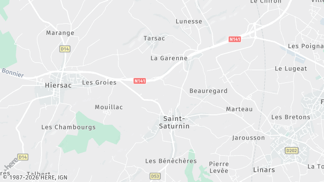 Carte de la zone d'intervention à Saint-Saturnin