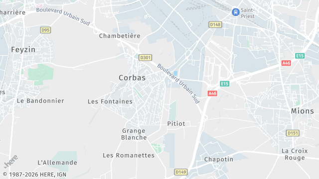 Carte de la zone d'intervention à Corbas