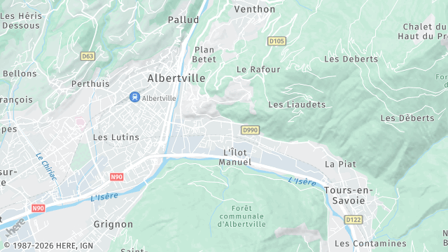 Carte de la zone d'intervention à Albertville