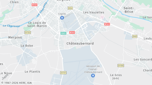 Carte de la zone d'intervention à Châteaubernard
