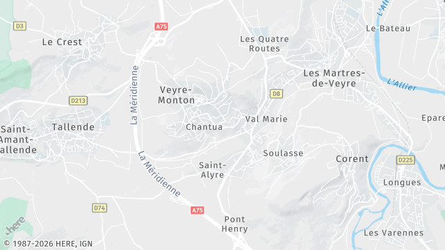 Carte de la zone d'intervention à Veyre-Monton