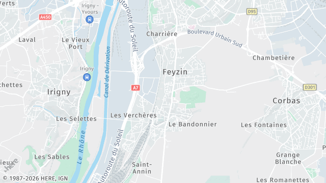 Carte de la zone d'intervention à Feyzin
