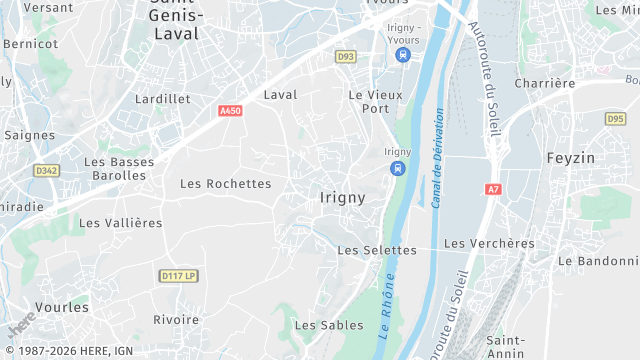 Carte de la zone d'intervention à Irigny