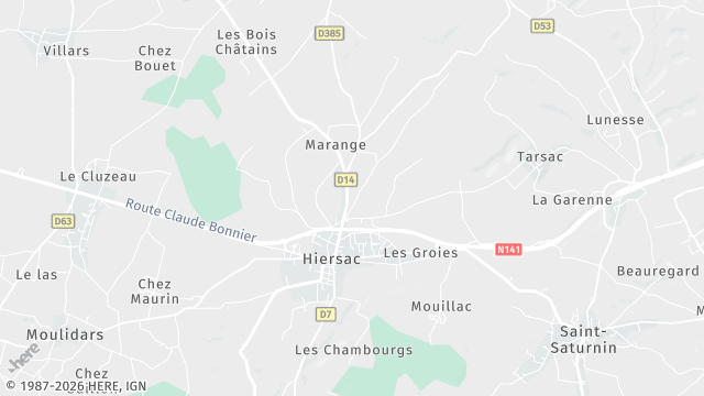 Carte de la zone d'intervention à Hiersac