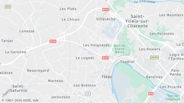 Carte de la zone d'intervention à Fléac