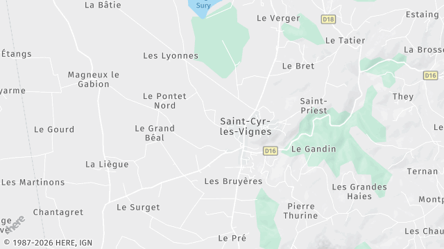 Carte de la zone d'intervention à Saint-Cyr-les-Vignes