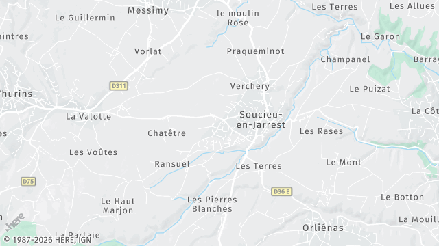 Carte de la zone d'intervention à Soucieu-en-Jarrest