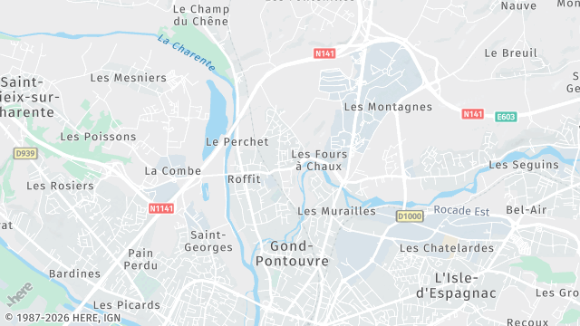 Carte de la zone d'intervention à Gond-Pontouvre