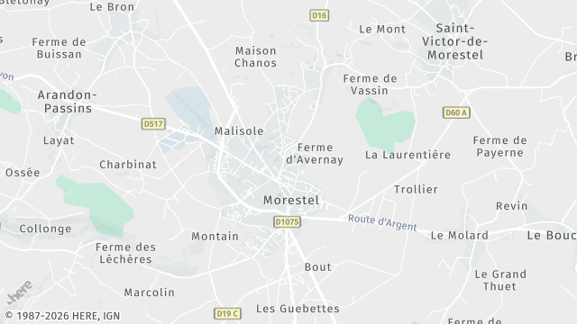 Carte de la zone d'intervention à Morestel