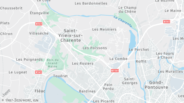 Carte de la zone d'intervention à Saint-Yrieix-sur-Charente