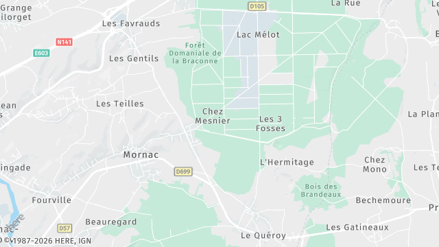 Carte de la zone d'intervention à Mornac