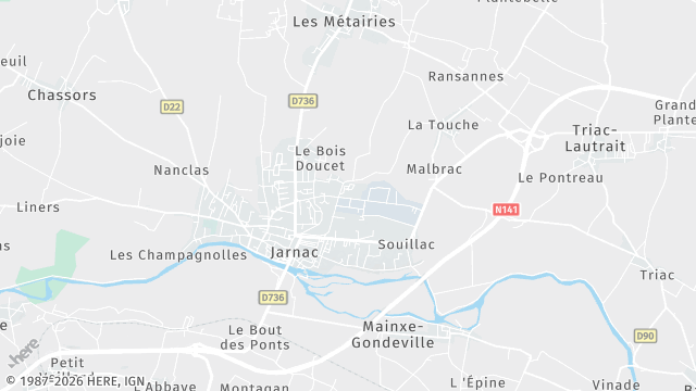Carte de la zone d'intervention à Jarnac