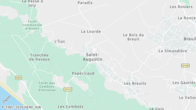 Carte de la zone d'intervention à Saint-Augustin