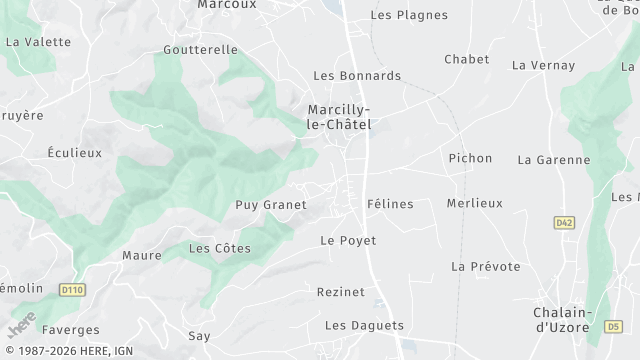 Carte de la zone d'intervention à Marcilly-le-Châtel
