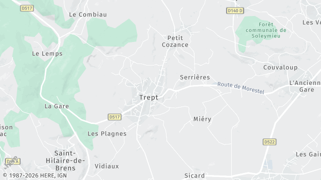 Carte de la zone d'intervention à Trept