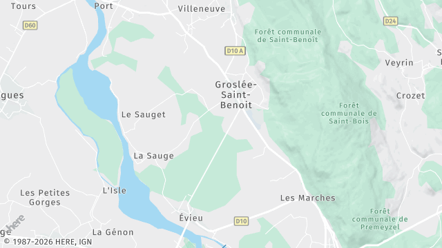 Carte de la zone d'intervention à Groslée-Saint-Benoit