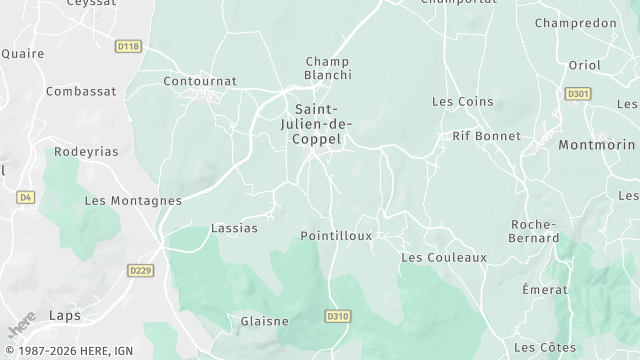 Carte de la zone d'intervention à Saint-Julien-de-Coppel