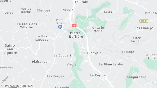 Carte de la zone d'intervention à Pierre-Buffière