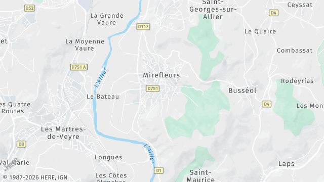 Carte de la zone d'intervention à Mirefleurs