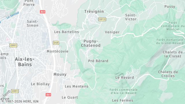 Carte de la zone d'intervention à Pugny-Chatenod
