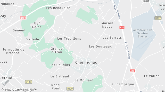 Carte de la zone d'intervention à Chermignac