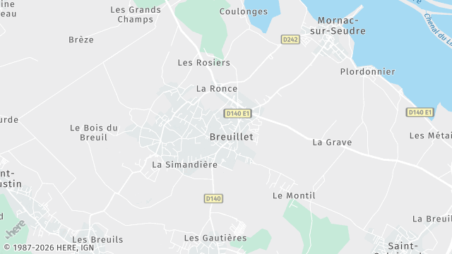 Carte de la zone d'intervention à Breuillet