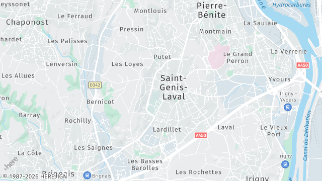 Carte de la zone d'intervention à Saint-Genis-Laval