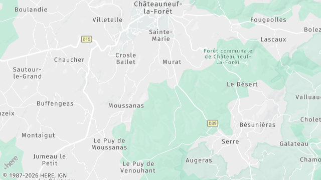 Carte de la zone d'intervention à Châteauneuf-la-Forêt