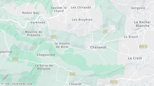 Carte de la zone d'intervention à Chanonat