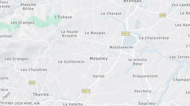 Carte de la zone d'intervention à Messimy