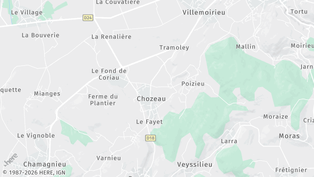 Carte de la zone d'intervention à Chozeau