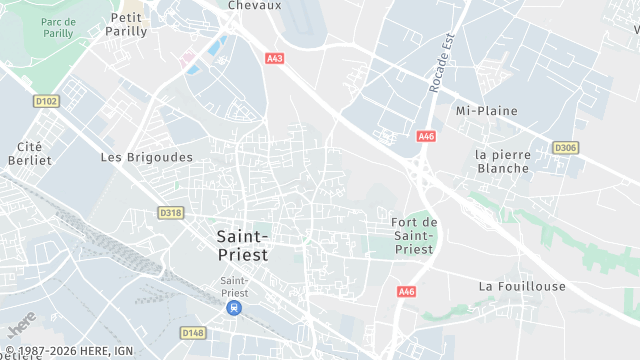 Carte de la zone d'intervention à Saint-Priest