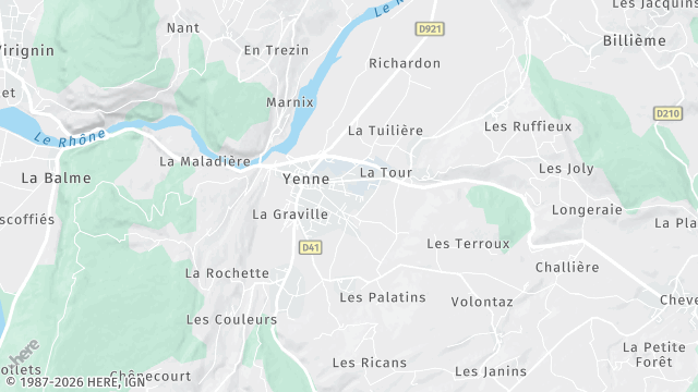 Carte de la zone d'intervention à Yenne