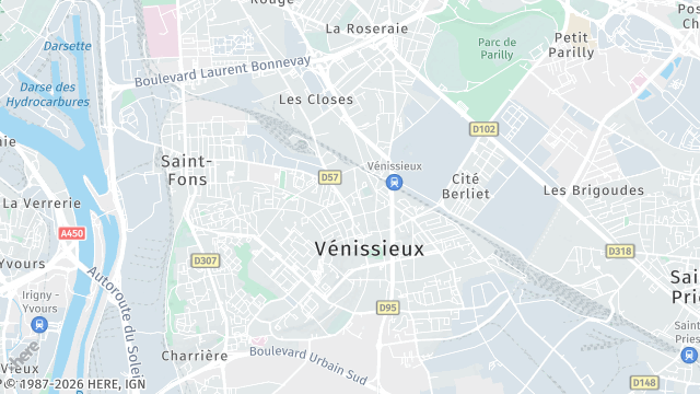 Carte de la zone d'intervention à Vénissieux