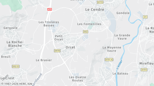 Carte de la zone d'intervention à Orcet