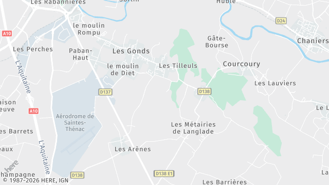 Carte de la zone d'intervention à Les Gonds
