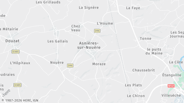 Carte de la zone d'intervention à Asnières-sur-Nouère