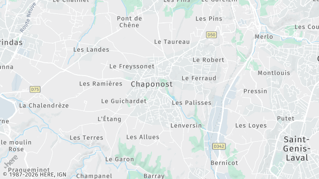 Carte de la zone d'intervention à Chaponost