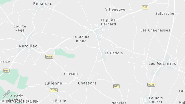 Carte de la zone d'intervention à Chassors