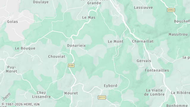 Carte de la zone d'intervention à Eymoutiers