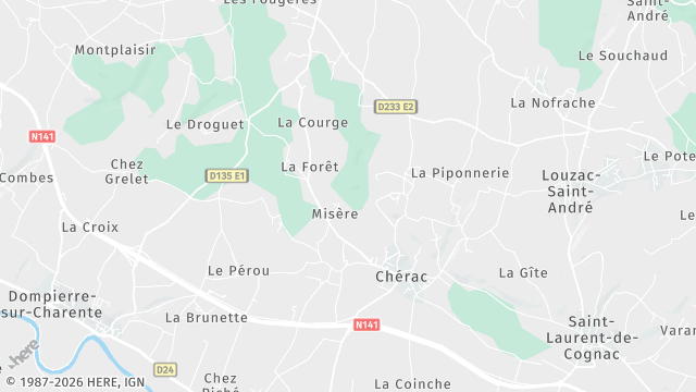 Carte de la zone d'intervention à Chérac